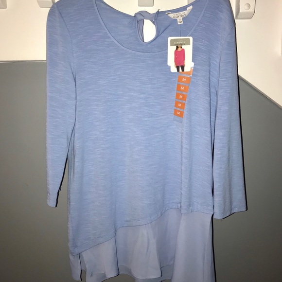 NWT Ellen Tracy Top Blue, Medium Bow - Picture 1 of 7